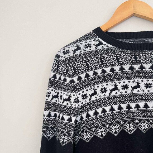 ASOS Design Knitted Fairisle Sweater Winter Christmas Print Size Small - Picture 2 of 4